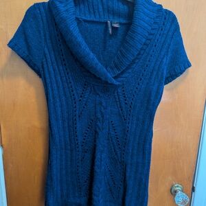 Elegant Navy Cowl Neck Sweater